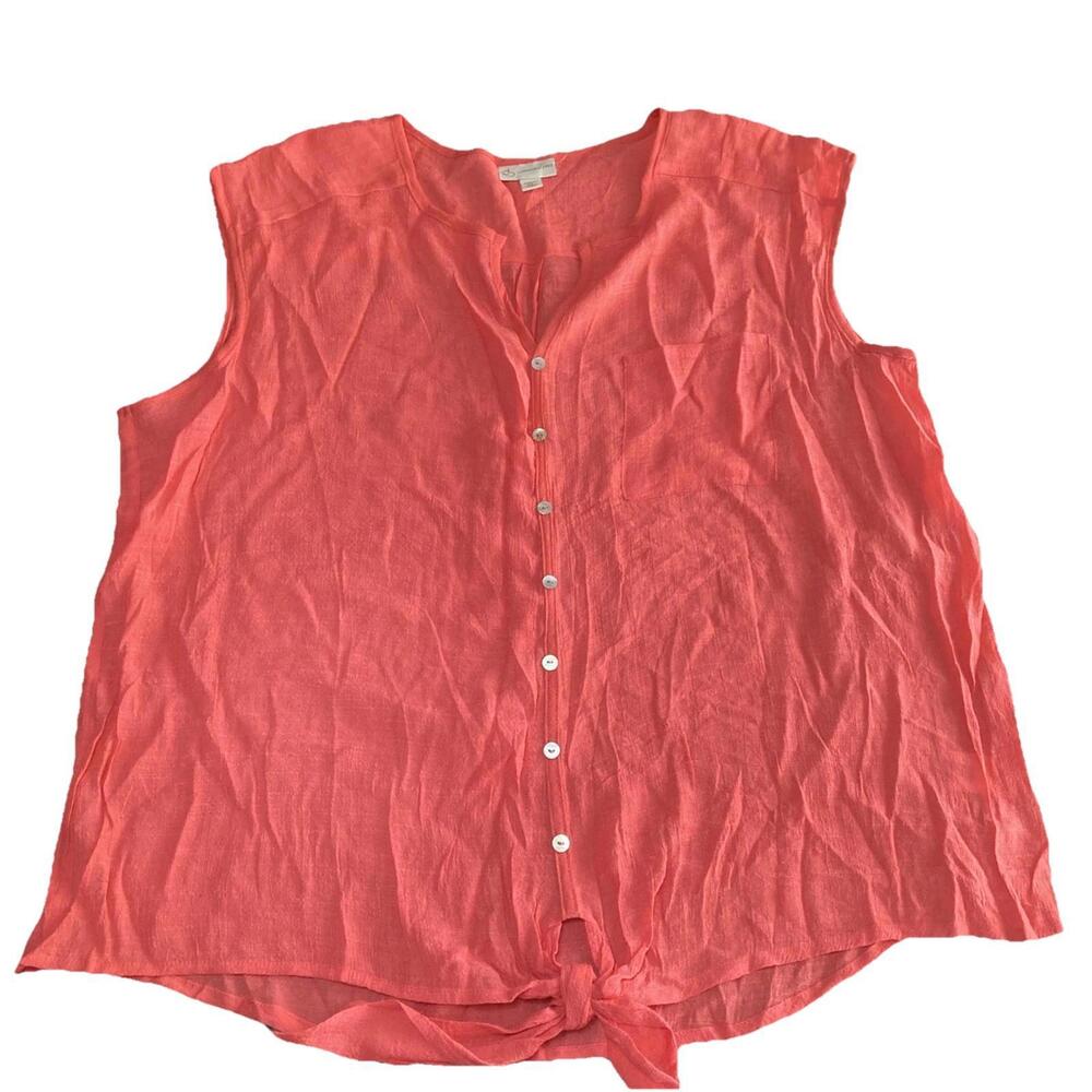 NWT Dressbarn Blouse Coral Pink Light Weight Size 2x No Sleeves